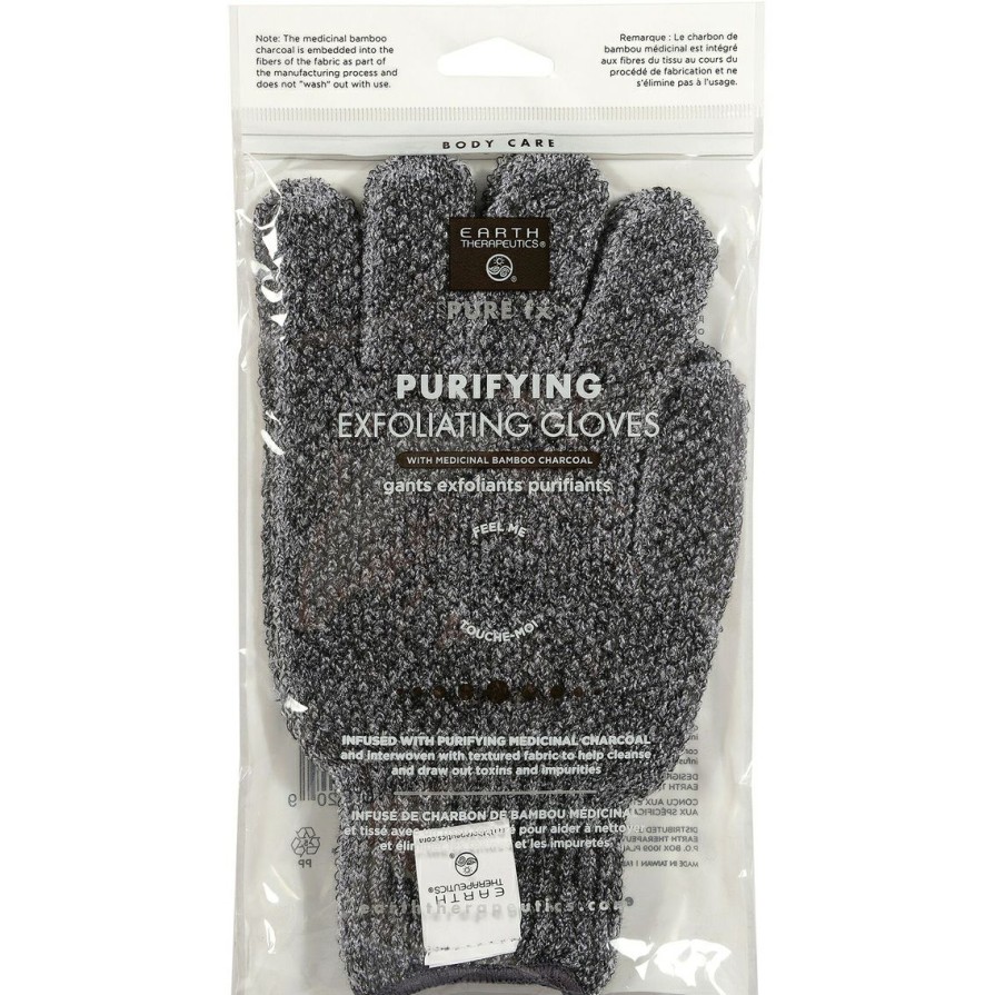 Beauty * | Cheap Earth Therapeutics Charcoal Exfoliating Gloves