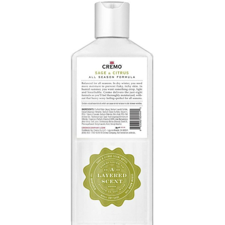 Beauty * | Best Reviews Of Cremo Sage And Citrus Body Wash 16 Oz.