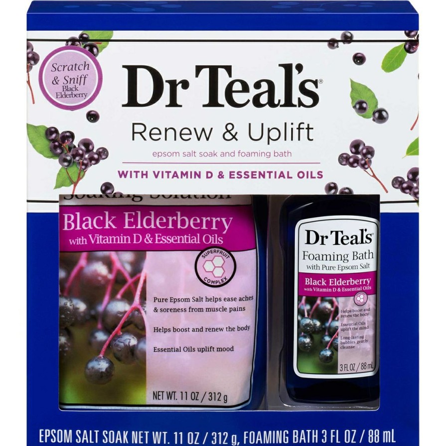 Beauty * | Discount Dr Teal'S Black Elderberry Epsom Salt Soak And Foaming Bath 2 Pc. Gift Set