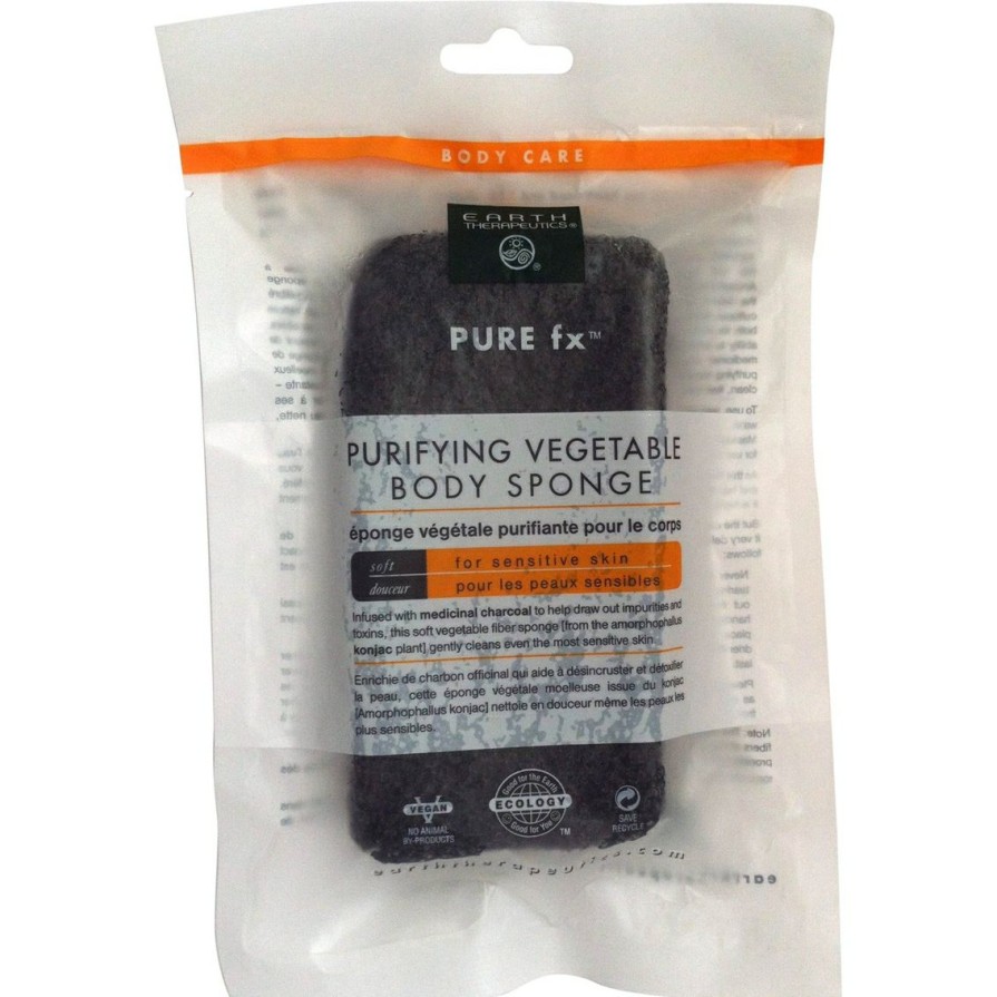 Beauty * | Promo Earth Therapeutics Charcoal Vegetable Body Sponge