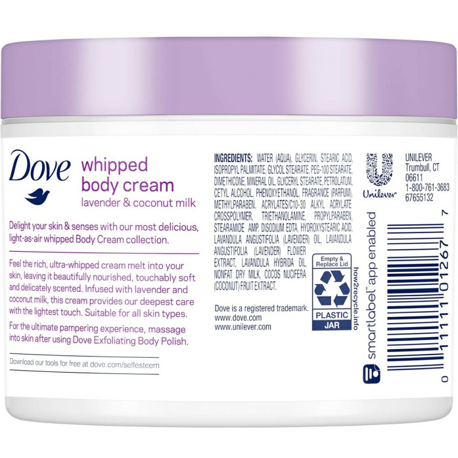 Beauty * | Coupon Dove Whipped Lavender And Coconut Milk Body Cream 10 Oz.