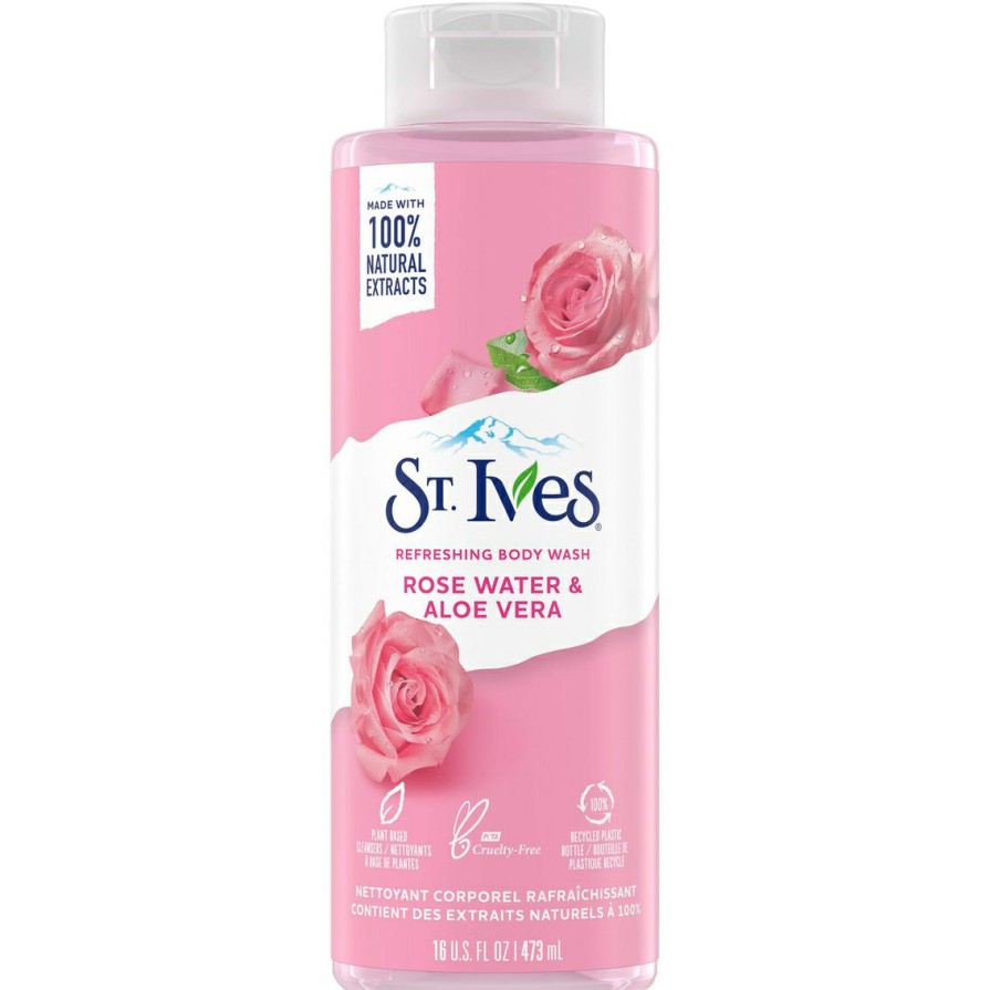 Beauty * | Hot Sale St. Ives Rose Water & Aloe Vera Plant Based Natural Body Wash 16 Oz.