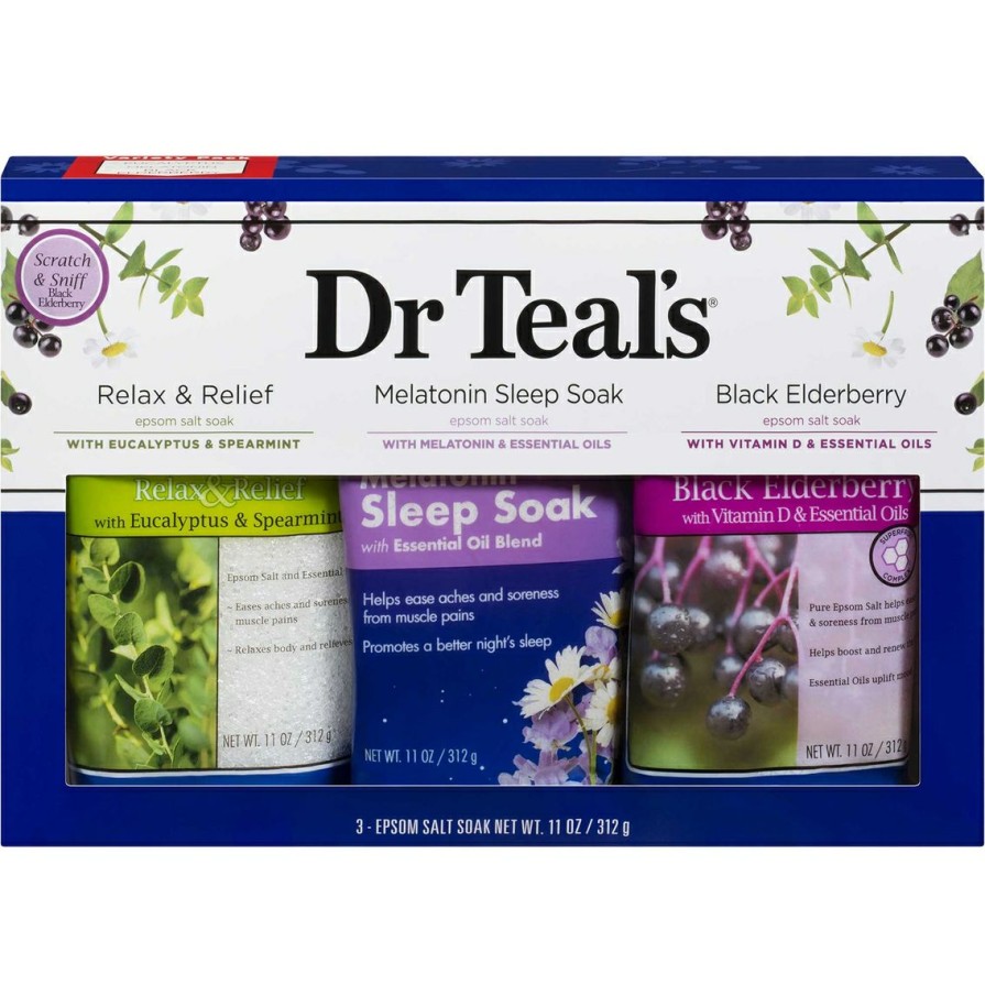 Beauty * | Outlet Dr Teal'S Eucalyptus, Melatonin And Elderberry Salt Variety 3 Pc. Gift Set