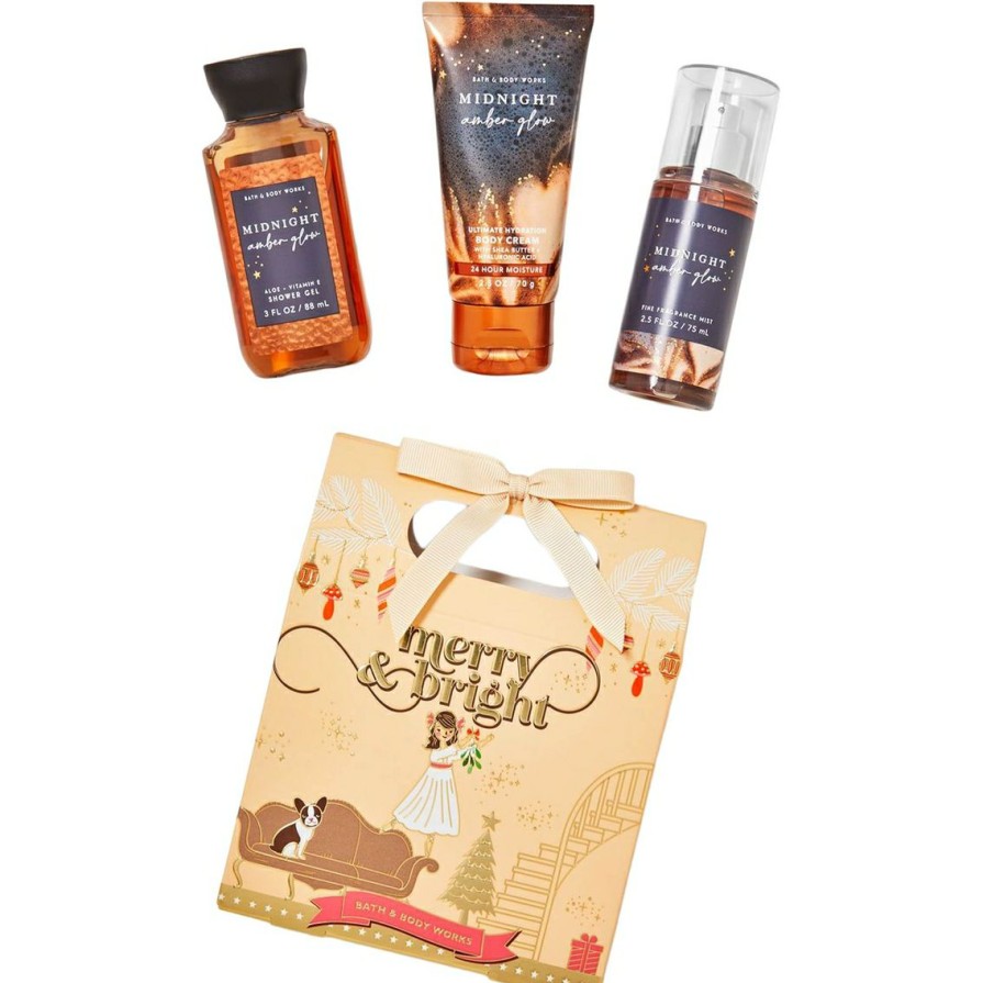 Beauty * | Flash Sale Bath & Body Works Midnight Amber Glow Mini Box Set