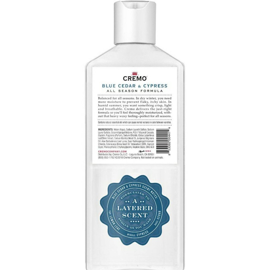 Beauty * | Outlet Cremo Blue Cedar And Cypress Body Wash 16 Oz.