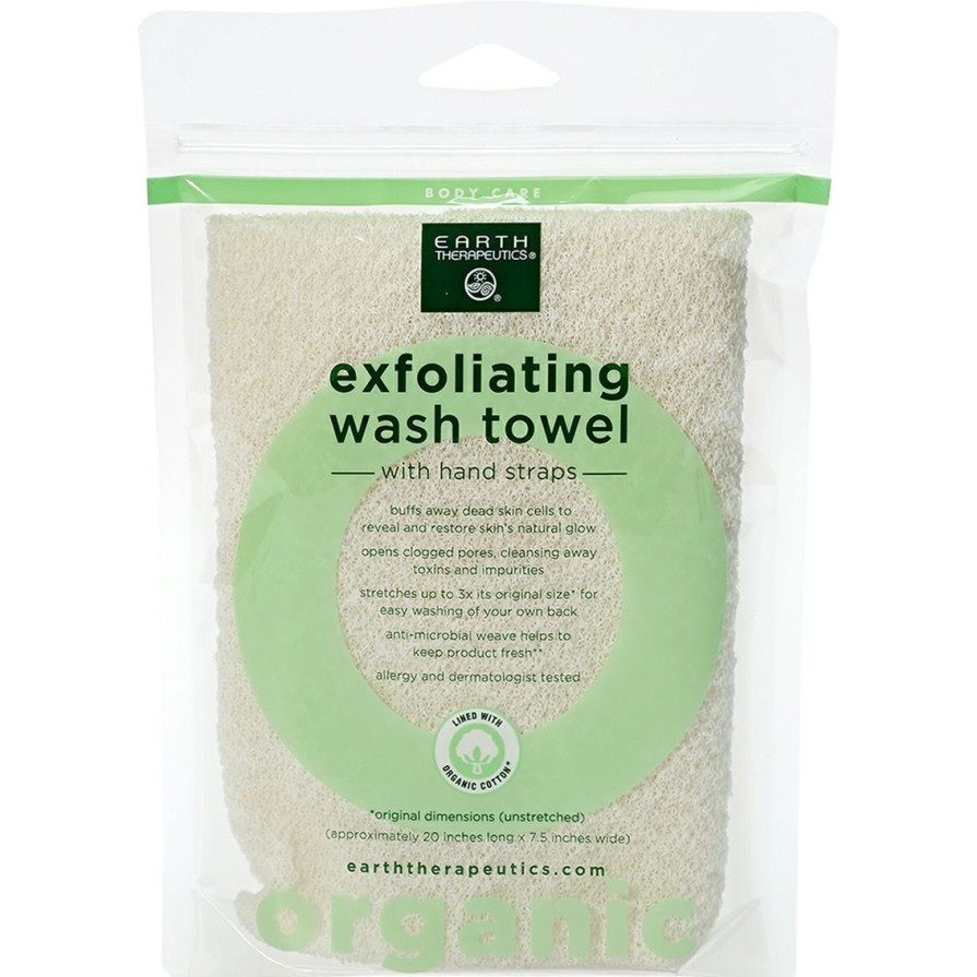 Beauty * | Cheap Earth Therapeutics Organic Cotton Exfoliating Wash Towel With Straps