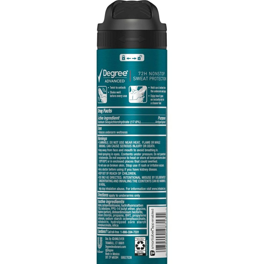 Beauty * | Coupon Degree For Men Apa Adv Nonstop Dry Spray Deodorant 3.8 Oz.