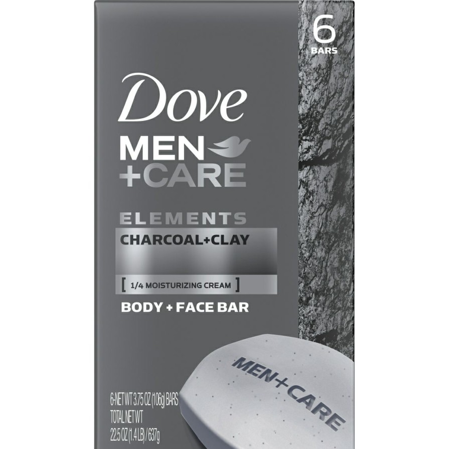 Men'S Shop * | Top 10 Dove Men + Care Elements Charcoal + Clay Body And Face Bar 6 Pk.