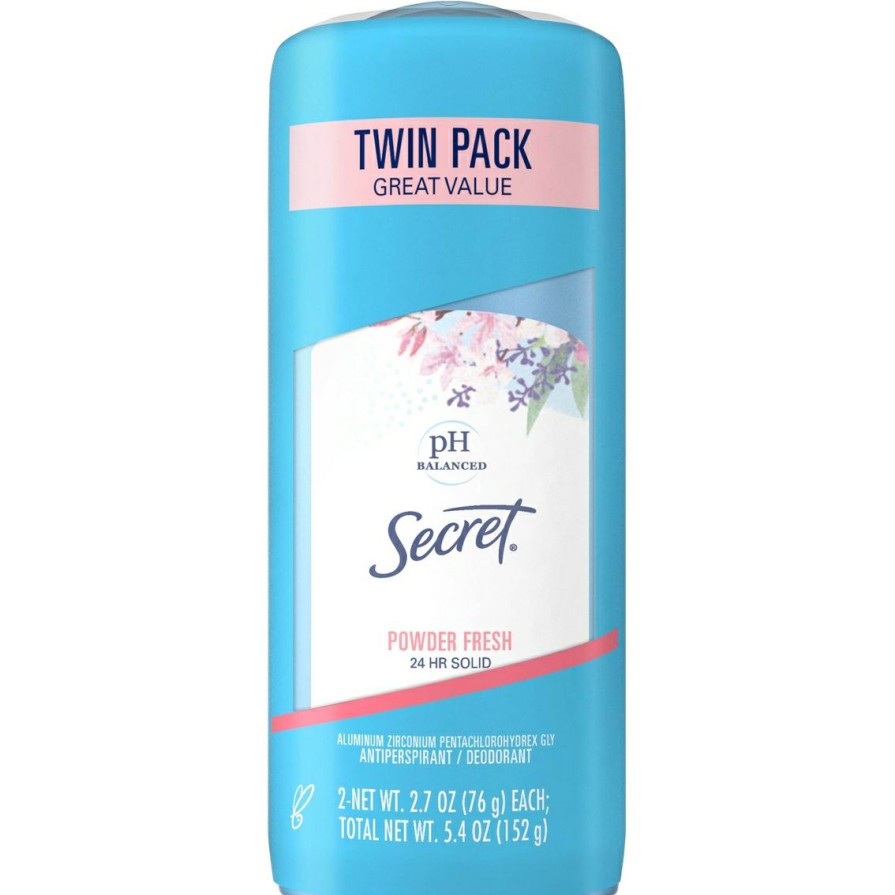 Beauty * | Hot Sale Secret Solid Antiperspirant And Deodorant Powder Twin Pk.