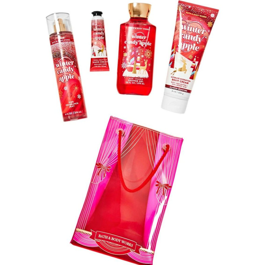 Beauty * | Top 10 Bath & Body Works Winter Candy Apple Gift Bag Set