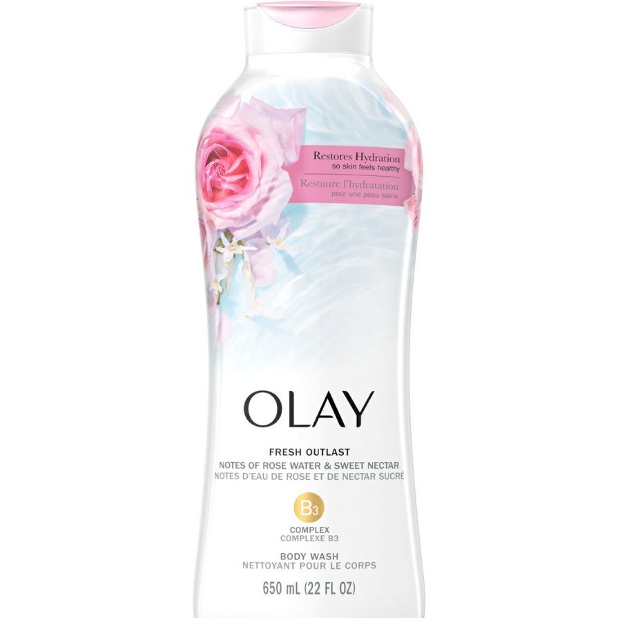 Beauty * | Discount Olay Fresh Outlast Rose Water And Sweet Nectar Body Wash 22 Oz.