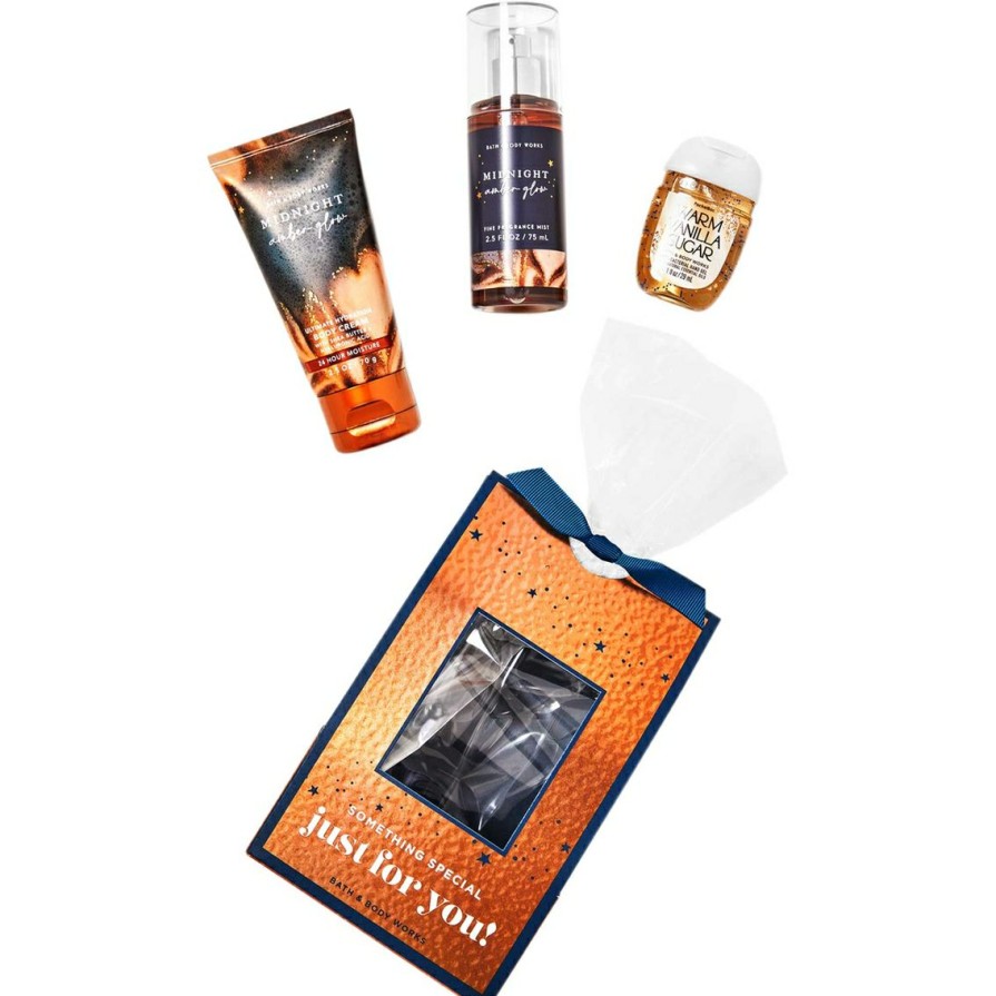 Beauty * | Brand New Bath & Body Works Midnight Amber Glow Fall Mini Cello Gift Set